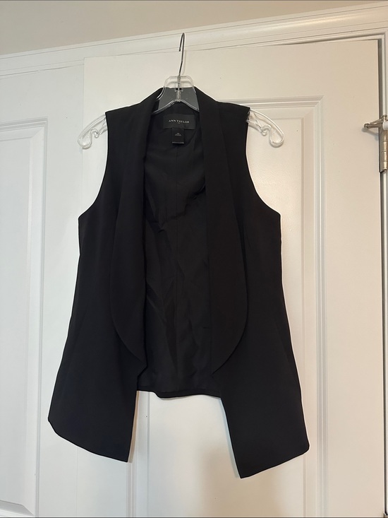 Ann Taylor Jackets & Blazers - Excellent condition size XS Ann Taylor Black Shaw Collar Draped Open Front Vest